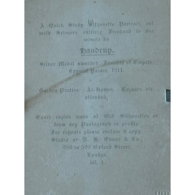 1910s Edwardian Framed Silhouette by Handrup For Sale - Image 5 of 6