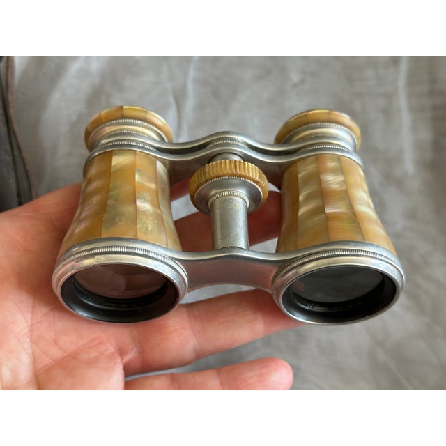 Shell Antique Mother of Pearl French Opera Glasses in Leather Case For Sale - Image 7 of 18