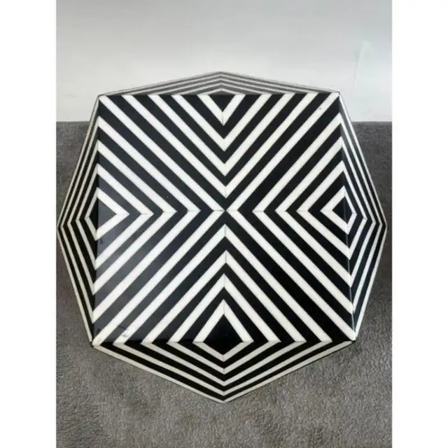 Plastic Art Deco Style Sculptural Resin Black & White Pedestal , Side End Table or Stool For Sale - Image 7 of 10