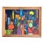 Mid Century Abstract Cityscape Painting Oil on Board For Sale