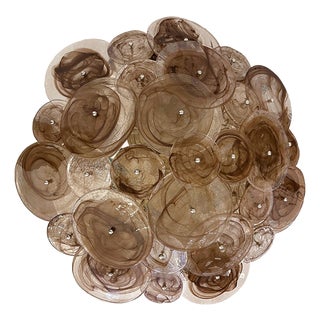 Venied-Brown Disks Murano Glass Style Flush Mount by Simoeng For Sale