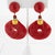 Red Angela Caputi Gilded and Red Cinnabar Resin Dangle Clip Earrings For Sale - Image 8 of 8