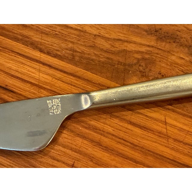 Brown Vintage Mid-Century Modern Kalmar Designs Teak Cheese Board & Serving Tray With Original Stainless Knife For Sale - Image 8 of 9