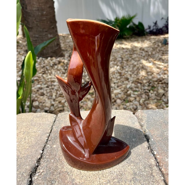Mid-Century Roseville Mayfair Brown Art Pottery Vase 1004-9 For Sale In Orlando - Image 6 of 10