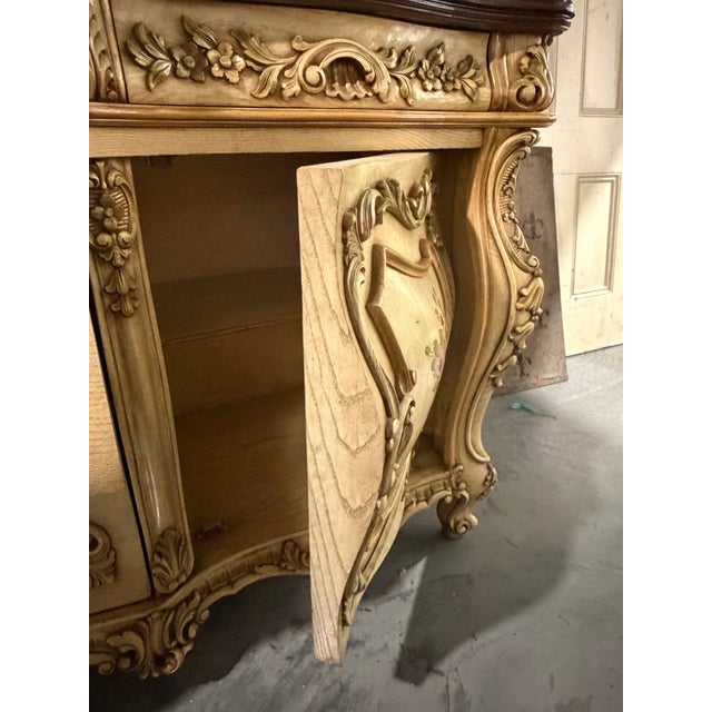 Mid 20th Century Ornate Italian Rococo Revival Hand-Painted Floral Dresser / Sideboard For Sale - Image 12 of 12