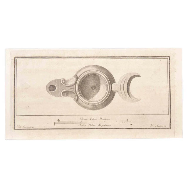 Niccolò Cesarano, Oil Lamp, Etching, 18th Century For Sale