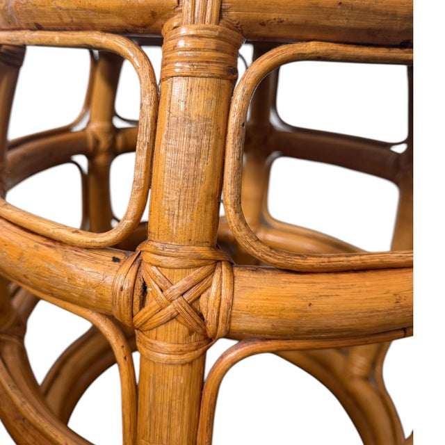 Vintage Post Modern Bent Bamboo & Rattan Side Tables or Stools – A Pair For Sale - Image 10 of 12