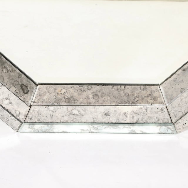 Silver Mid-Century Modernist Tessellated Octagonal Smoked Antiqued Mirror Border For Sale - Image 8 of 12