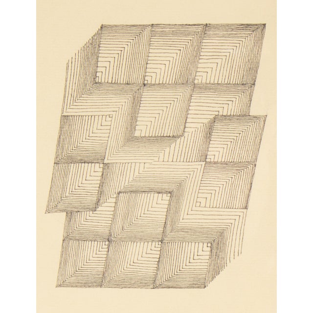 A 1966 abstract ink drawing by the American artist William Itter (1942-2025). This abstract work depicts a geometric...