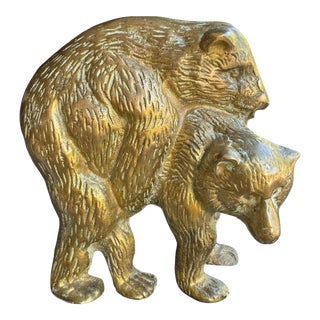 Mid-20th Century Brass Bear Sculpture For Sale