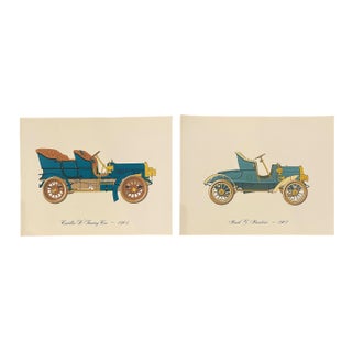 Antique Automobiles Cadillac and Buick Lithographs - Set of Two For Sale