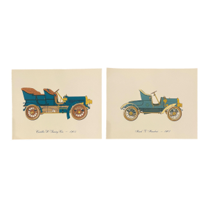 Antique Automobiles Cadillac and Buick Lithographs - Set of Two