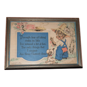 1938 Color Print - Boy and Dog With Motto