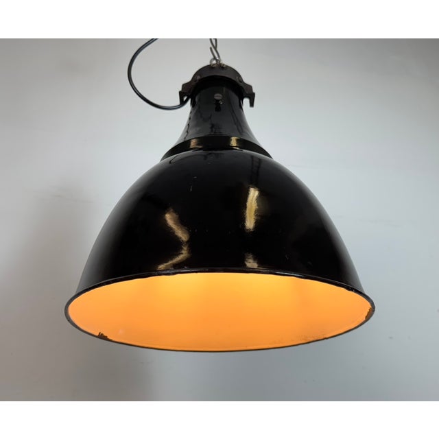 Industrial Bauhaus Pendant Lamp in Black Enamel, 1930s For Sale - Image 12 of 18