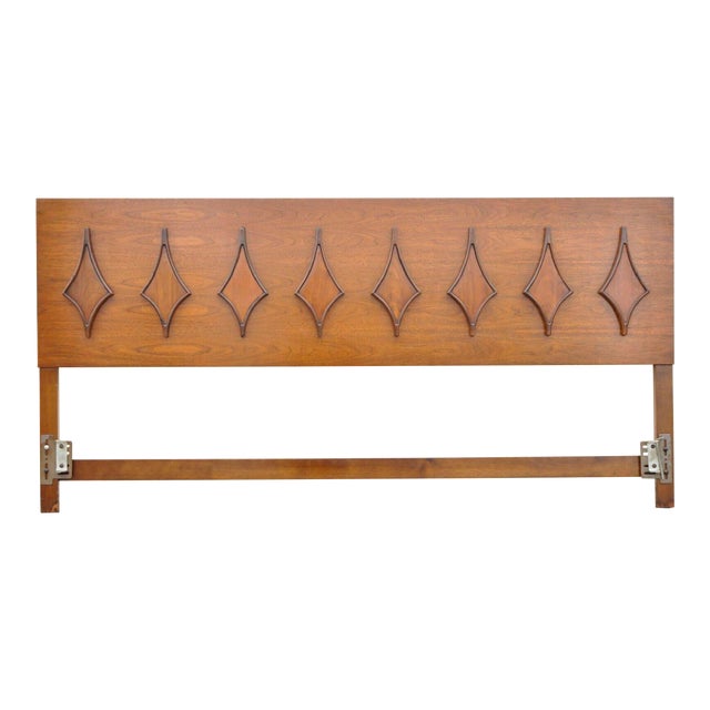 Mid Century Modern Sculpted Walnut King Size Headboard by Hanover Made