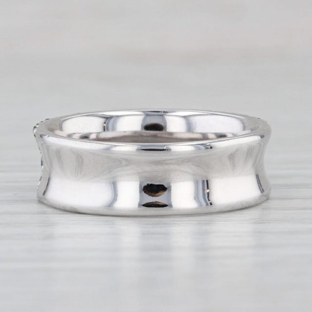 2010s 1ctw Pave Blue Diamond Concave Band 18k White Gold Size 7.25 Ring For Sale - Image 5 of 8