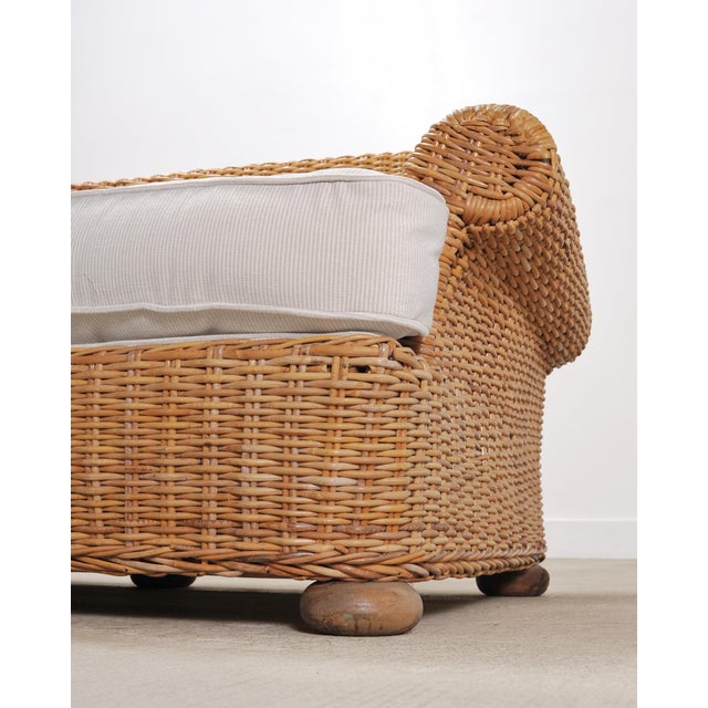 Organic Modern Woven Rattan Wicker Lounge Chair and Settee For Sale - Image 10 of 18