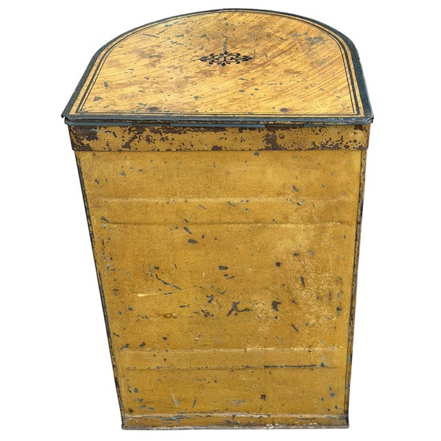 Huge Antique Painted Tole Tea Caddy or Flour Bin For Sale - Image 4 of 4