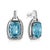 .925 Sterling Silver 14x10MM Cushion Cut Blue Topaz Gemstone and Diamond Accent Dangle Earring (I-J Color, I1-I2 Clarity) For Sale - Image 4 of 6