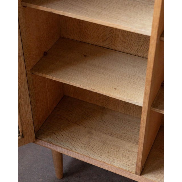 Wood Danish Oak Bookcase Cabinet, C. 1970s For Sale - Image 7 of 14
