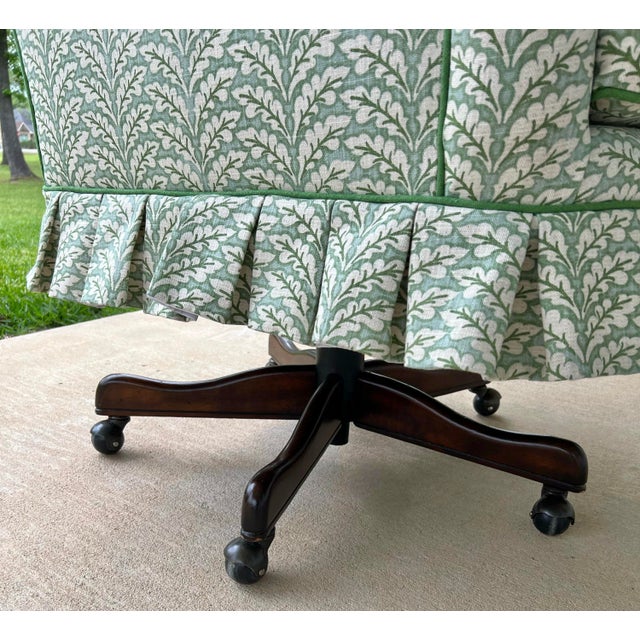 2020s Custom Upholstered Skirted Wingback Desk Chair For Sale - Image 5 of 12