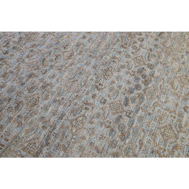 Textile Modern Transitional Handmade Allover Designed Oversize Beige Wool Rug For Sale - Image 7 of 10