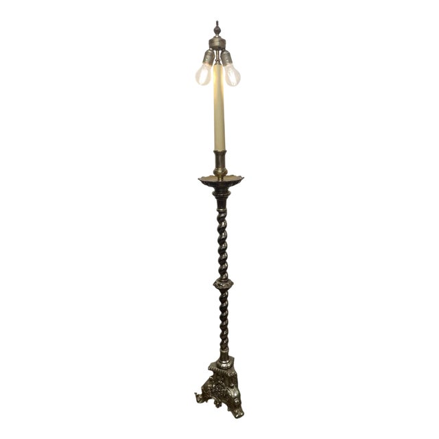 Vintage Ornate Brass Floor Lamp For Sale