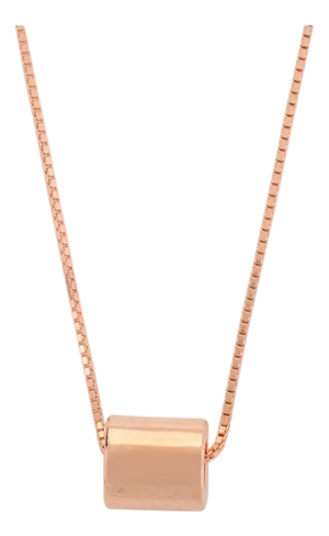 Silver Stylish Roll Spinner Pendant Necklace in Rose Gold Accents
