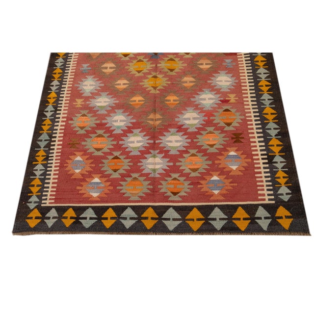 Textile Mid-20th Century Vintage Kilim Rug, 4'8" X 8'2" For Sale - Image 7 of 8