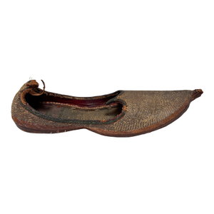Antique Mughal-Style Gold Embroidered Leather Slipper India Punjab Region 1900