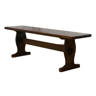 Vintage Green Wooden Bench, 1960s For Sale