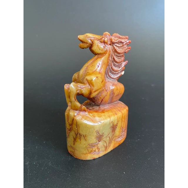 Antique Hand Carved Chinese Zodiac Horse Stone Seal For Sale - Image 4 of 12