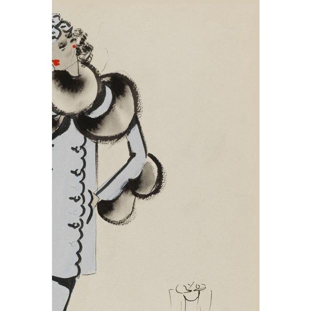 Vintage French Fashion Art Print – Art Deco Woman in Pale Blue, 24" X 32" For Sale In Buffalo - Image 6 of 9