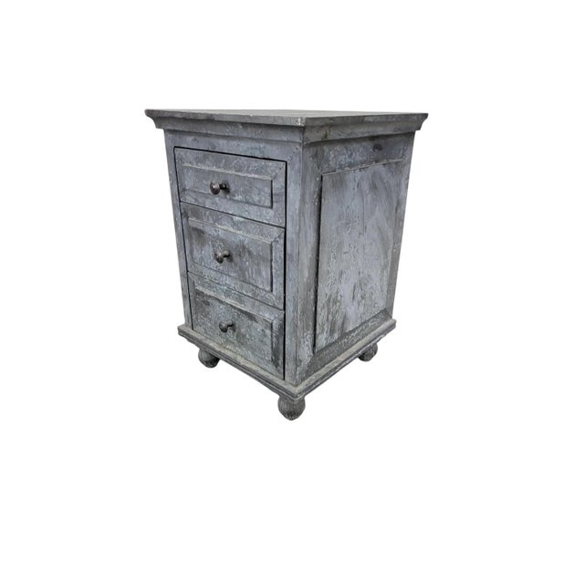 Restoration Hardware Restoration Hardware Rustic Industrial Zinc Wrapped 3 Drawer Side Chest For Sale - Image 4 of 8