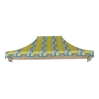 Interior Awning in Ferrick Mason Whiskey Stripe Green Blue For Sale