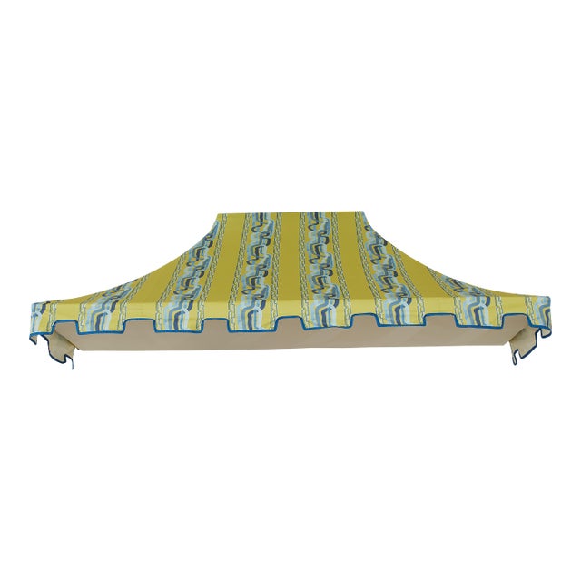Interior Awning in Ferrick Mason Whiskey Stripe Green Blue For Sale