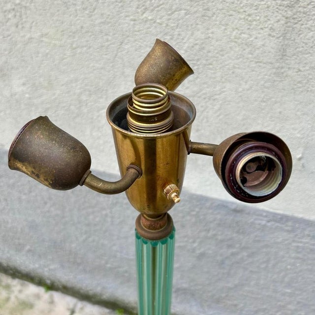 Green Murano Glass 4-Feet Floor Lamp attributed to Barovier & Toso, Italy, 1930s-1940s For Sale - Image 13 of 18