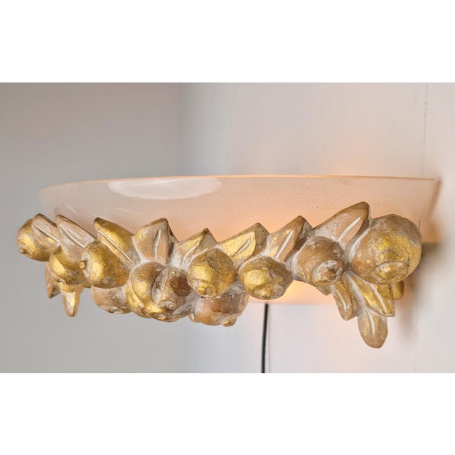 Vintage Bowl Wall Lamps in Goldleaf Murano Glass, Italy, 1970s, Set of 2 For Sale - Image 14 of 18