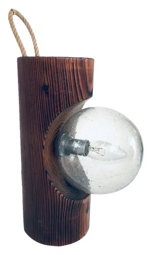 Brutalist Wooden Table or Wall Lamp attributed to Temde Leuchten, Switzerland, 1960s