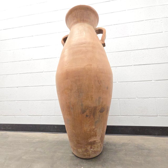 Rustic Large Rustic Terra Cotta Amphora Floor Vase For Sale - Image 3 of 9