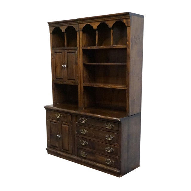 SPRAGUE AND CARLETON Country Cabinet Solid Knotty Pine Maker Rustic Americana Style 56" Custom Wall Unit / Bookcase w....