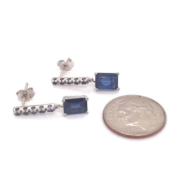 Natural Sapphire Dangle Earrings 14k Gold 2.01 Tcw Certified For Sale In New York - Image 6 of 12
