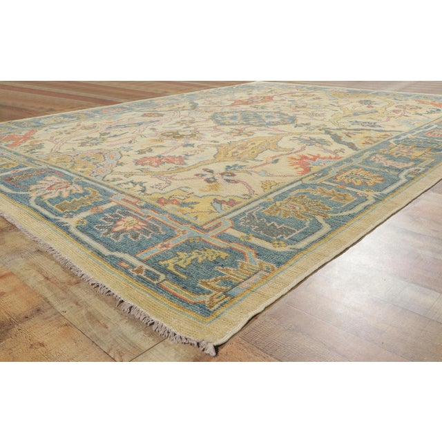 Tan Vintage Gypset Colorful Oushak Rug - 9'00 X 12'02 For Sale - Image 8 of 10