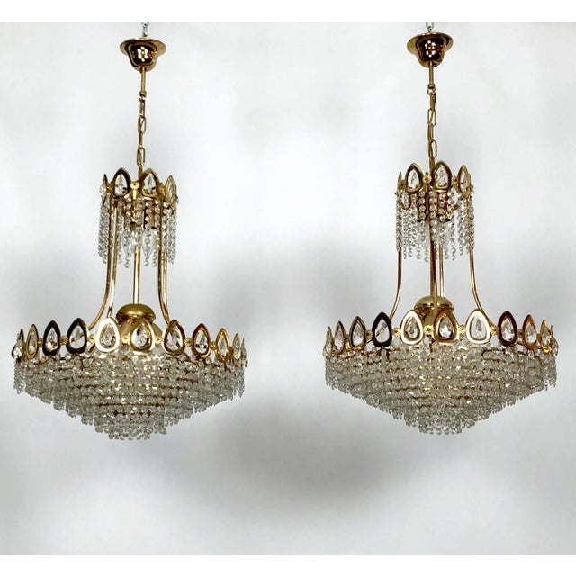 Gilt and Crystal Chandeliers from Sciolari, 1970s, Set of 2 For Sale - Image 15 of 15