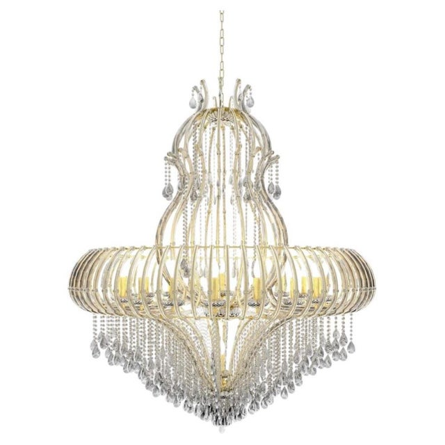 Maria Theresa 20 Lights Chandelier in Polished Chrome and Crystal by Aggiolight For Sale - Image 6 of 6