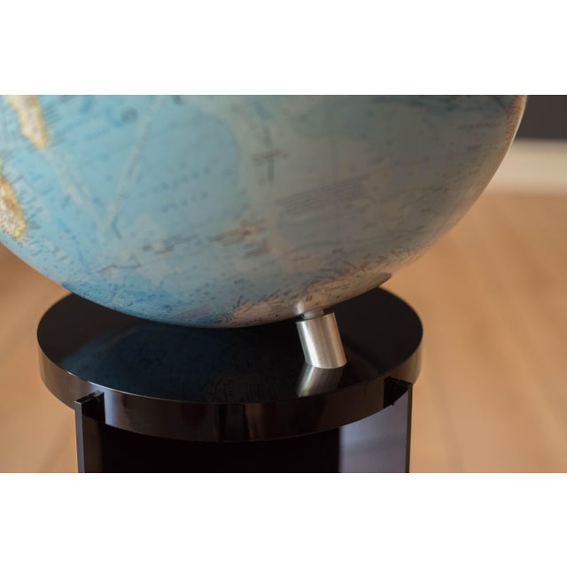 Vintage Rotating National Geographic World Globe With Black Lucite Floor Stand For Sale - Image 10 of 10