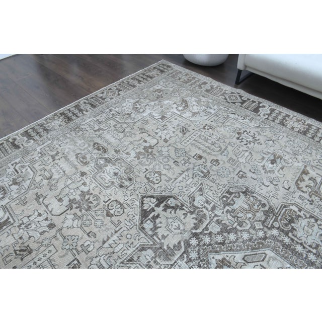 1970s Vintage Persian Handmade Wool Cotton Brown Area Rug For Sale - Image 4 of 11