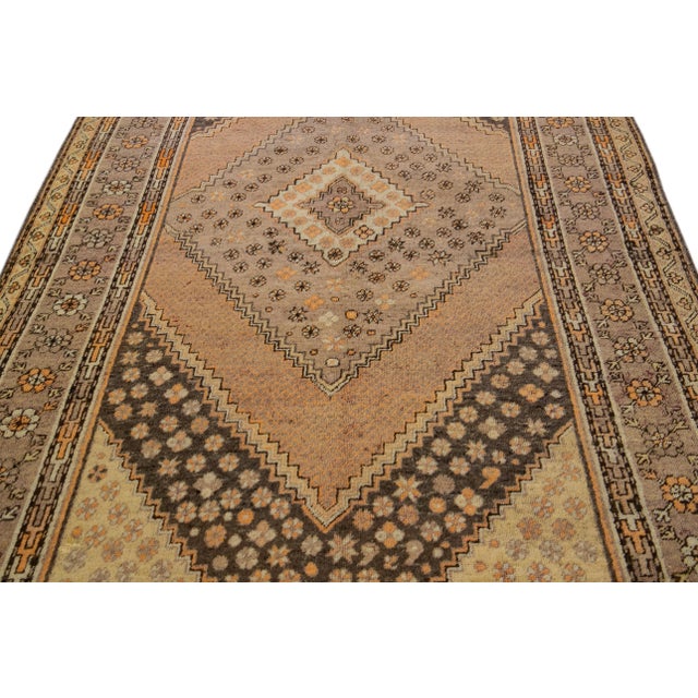 Islamic Antique Khotan Handmade Tan Medallion Wool Rug For Sale - Image 3 of 10