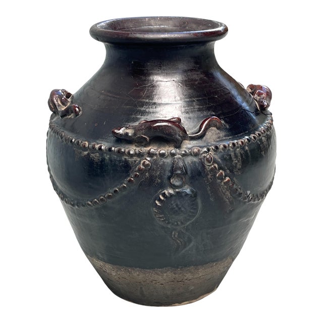 Chinese Song Dynasty Cizhou Black and Brown Glazed Stoneware Grain Jar For Sale