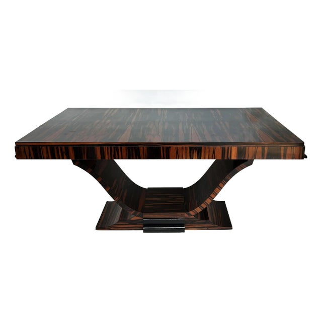 1980s Macassar Ebony Dining Table, Art Deco Style, Dakota Jackson Attributed Newly Refinished For Sale